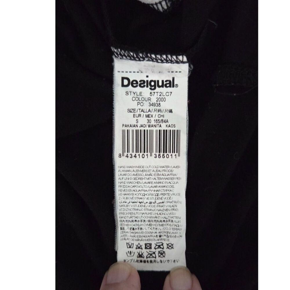 A Desigual by M Christian Lacroix BLK WHT Geometric Print Long Sleeve Top S - Picture 7 of 8